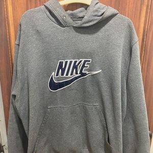 Vintage Y2K Nike Swoosh Logo Hoodie Sweatshirt Gray Skate Sz XXL 2 Tone Gray Tag